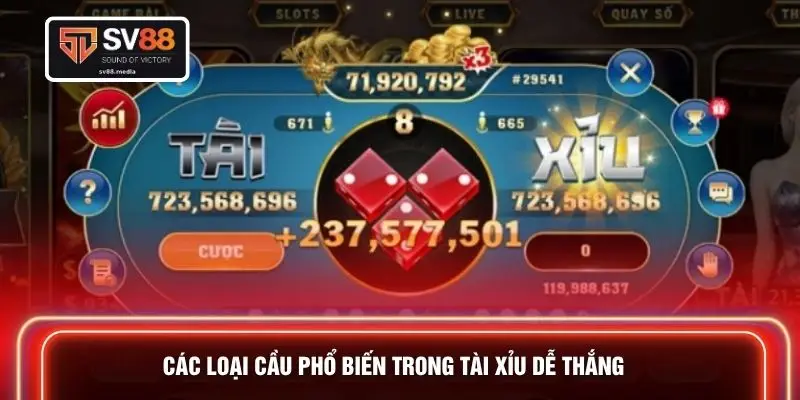 Các loại cầu phổ biến trong tài xỉu dễ thắng
